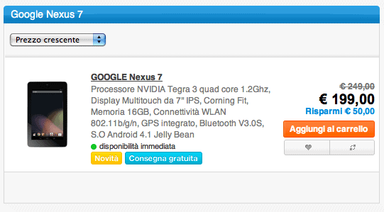 [OFFERTA] Google Nexus 7 a soli 199,00 euro da Saturn