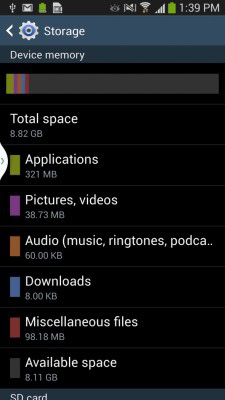 Il Galaxy S4 da 16 GB ha già il 45% di memoria occupata