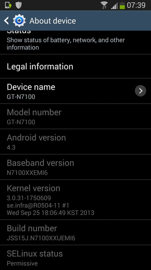 Screenshot Note 2 Android 4.3