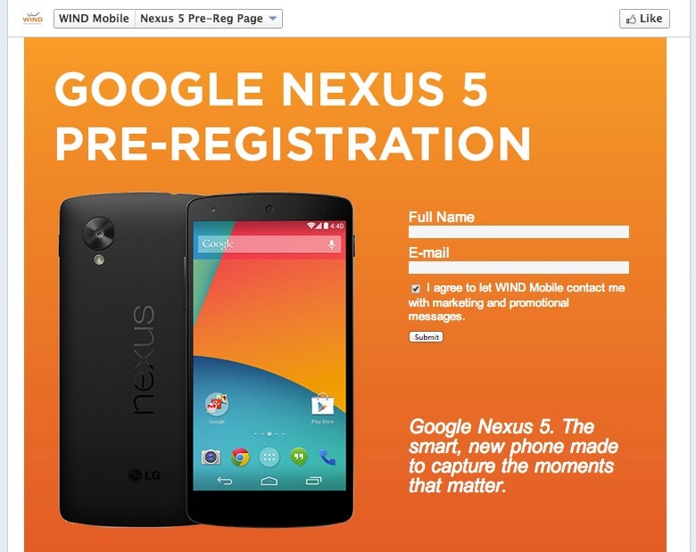 Wind conferma le specifiche del Nexus 5 e apre le pre-registrazioni