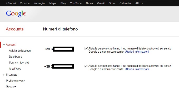 sezione phone