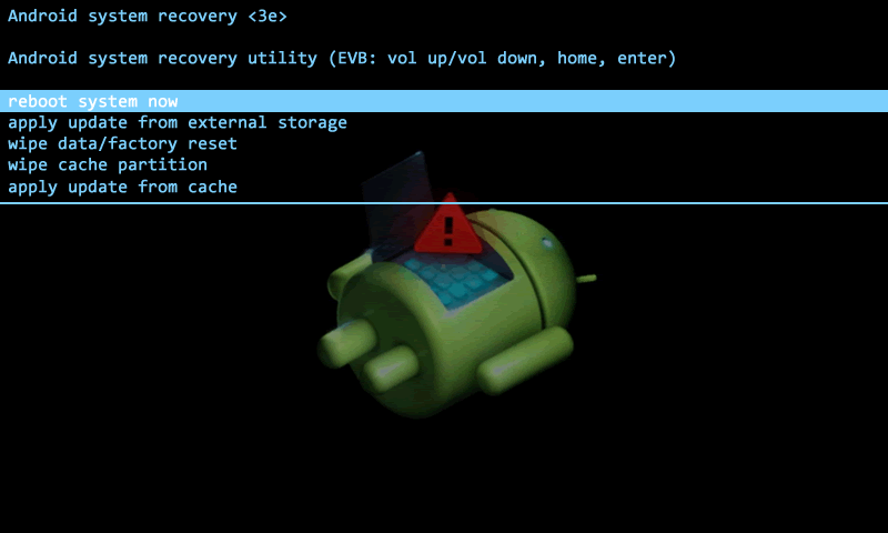 Stock android recovery screenshot mockup
