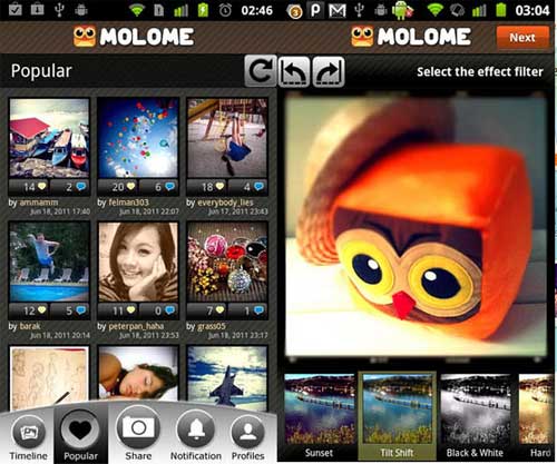 Molome: un’app Android di fotografia, simile ad Instagram, semplice e divertente