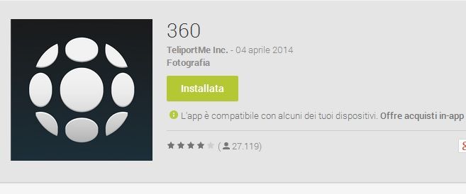 360: fai ottime foto panoramiche dal tuo Android e condividile sui social network