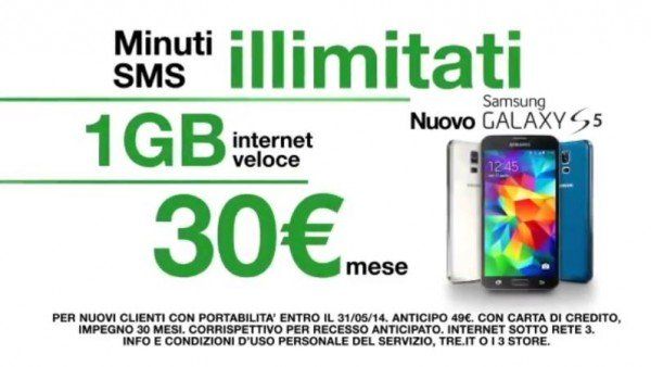 Samsung Galaxy S5: ecco le offerte con H3G
