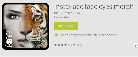 InstaFace: il tuo viso metà uomo e metà animale su Android