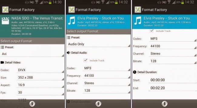 Format Factory Android opzioni conversione