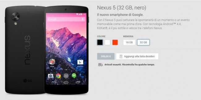 nexus5 esauriti