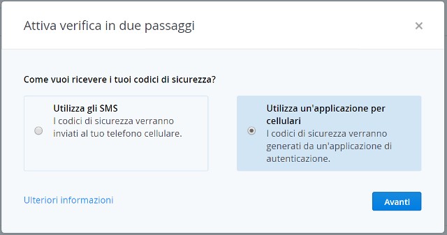 dropbox verifica in due passaggi