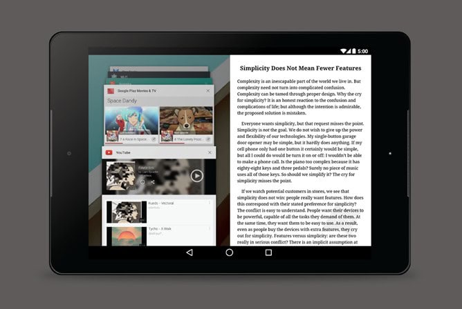 Multi-window in arrivo su Android e direttamente da Google