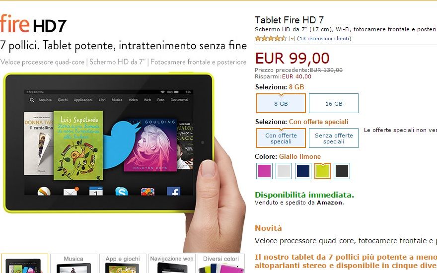 Black Firday: il nuovo Amazon Fire HD7 in offerta a 99€