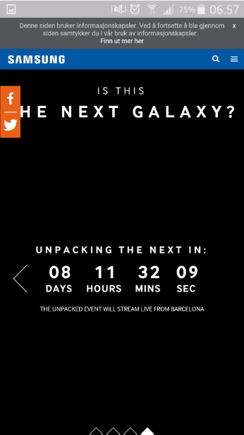 Samsung Norvegia conferma alcune caratteristiche di Galaxy S6?