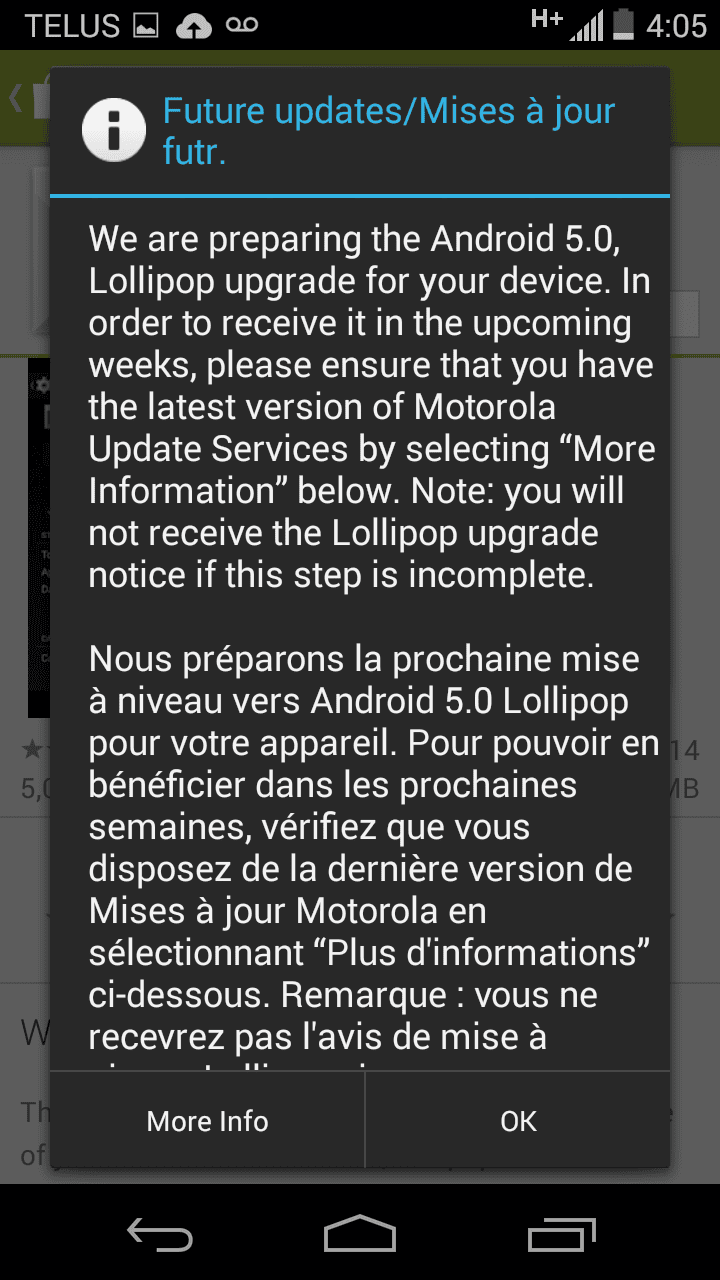 Motorola Moto G 2013 pronto a ricevere Lollipop