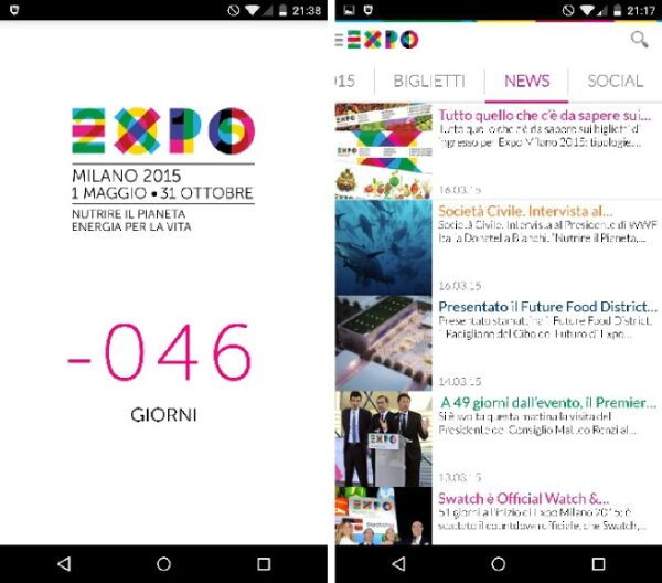 expo 2015 news countdown app