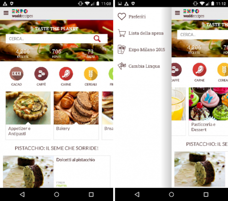 ricette expo 2015 app home