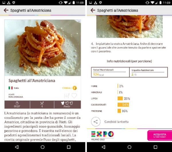 ricette expo 2015 app spaghetti
