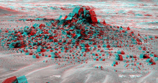 Una versione 3D dettagliata, catturata dalle telecamere di Opportunity. Credit: NASA / JPL-Caltech