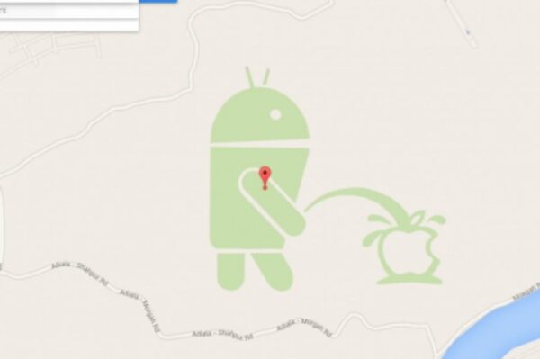 Android fa pipì su logo Apple