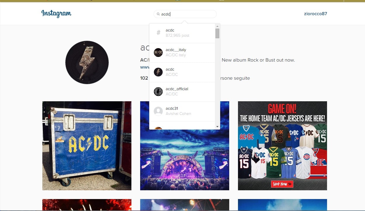 ricerca web instagram