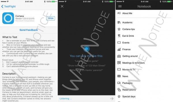cortana per iOS