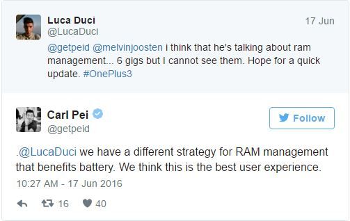 OnePlus 3 Ram