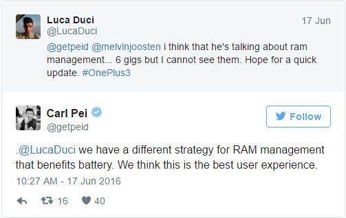 OnePlus 3 Ram