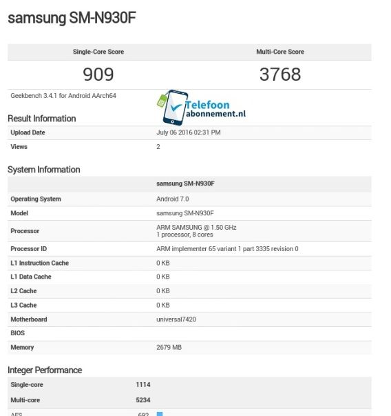Galaxy-Note-7-Andriod-Nougat-geekbench