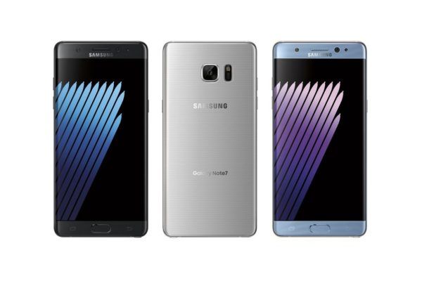 Il Samsung Galaxy Note 7 nelle tre colorazioni disponibili