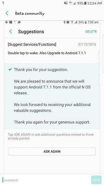 samsung android nougat