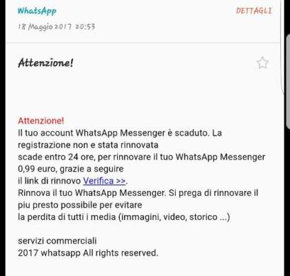 WhatsApp account scaduto