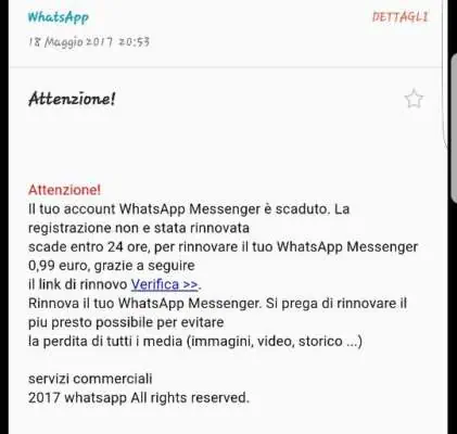 WhatsApp account scaduto