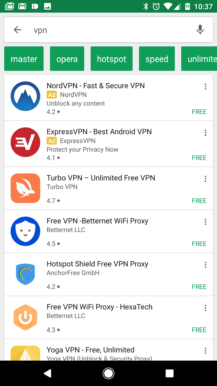 Google Play Store filtri di ricerca app