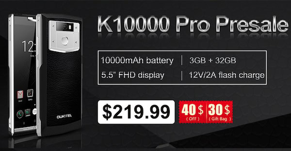 Oukitel K10000 PRO disponibile su TomTop in prevendita