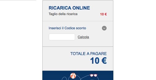 TIM, il campo codice sconto nella ricarica online