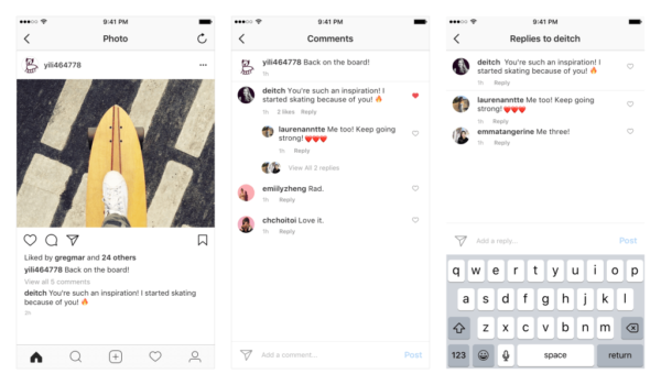 Instagram, le risposte ai singoli commenti