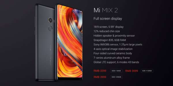 Xiaomi Mi Mix 2, la scheda tecnica