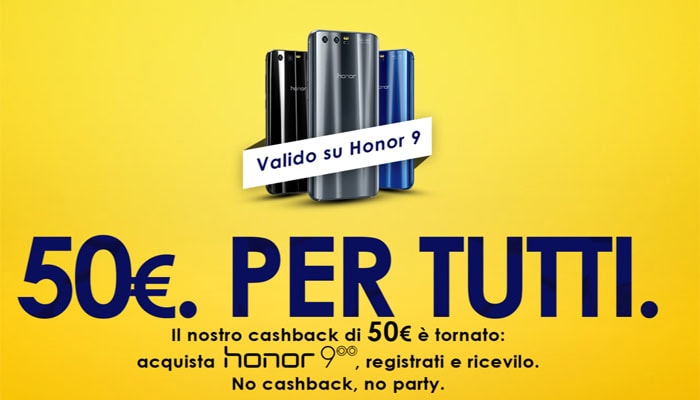 Honor 9 a 399 euro con 50 euro di rimborso per chi l’acquista entro il 31 ottobre