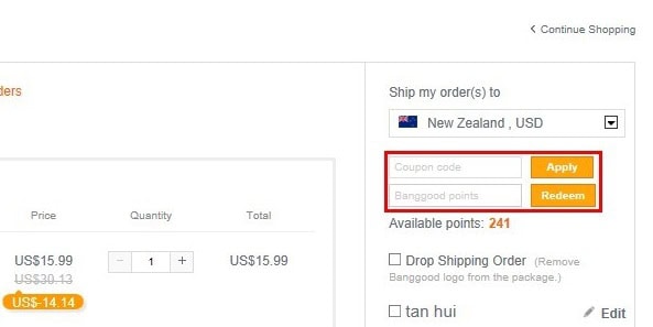 Banggood: utilizzo Coupon