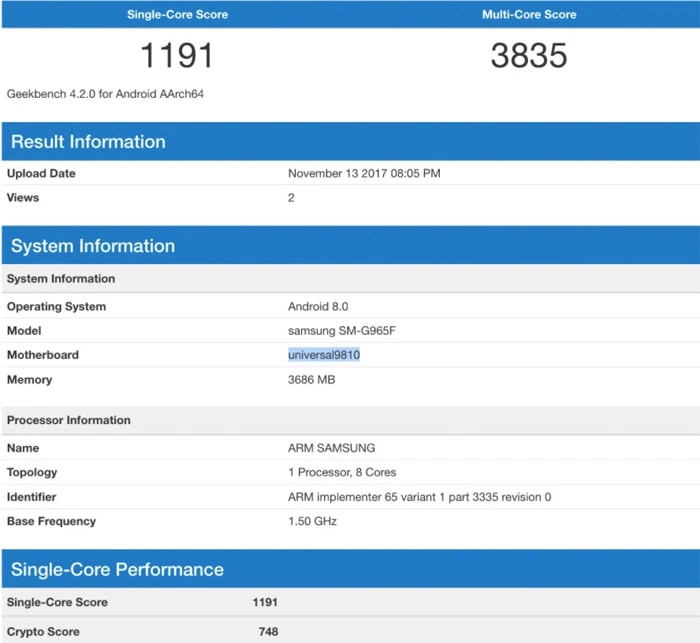 Galaxy S9 benchmark