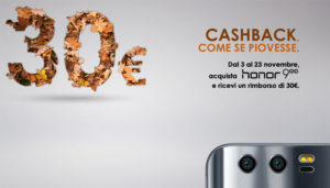 Honor 9, 30 euro di cashbak