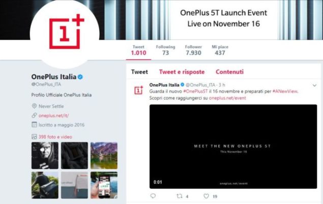 OnePlus 5T verrà presentato giovedì 16 novembre!