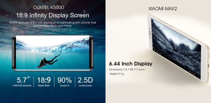 Xiaomi Mi Max 2 vs OUKITEL K5000 (1)