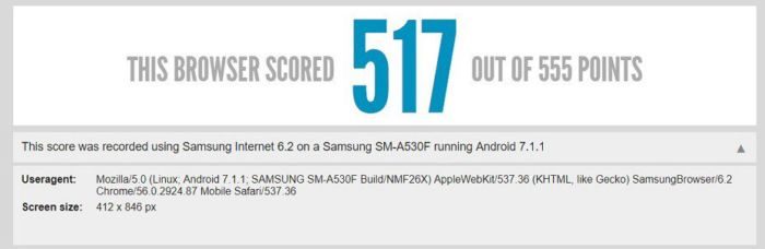 Galaxy A5 (2018) SM-A530F appare sul sito di test di HTML5
