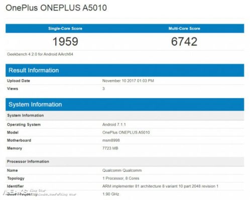 OnePlus 5T: ecco i punteggi totalizzati su Geekbench 4