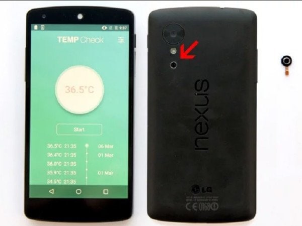 smartphone con termometro
