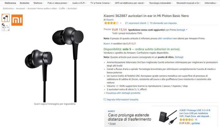 xiaomi piston amazon italia