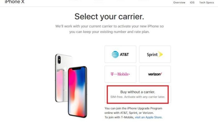 iPhone X venduto in USA senza blocco Sim