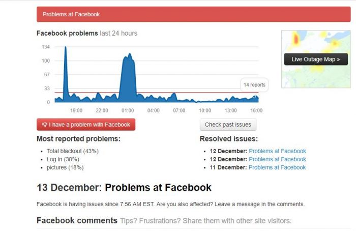 facebook down non funziona 1