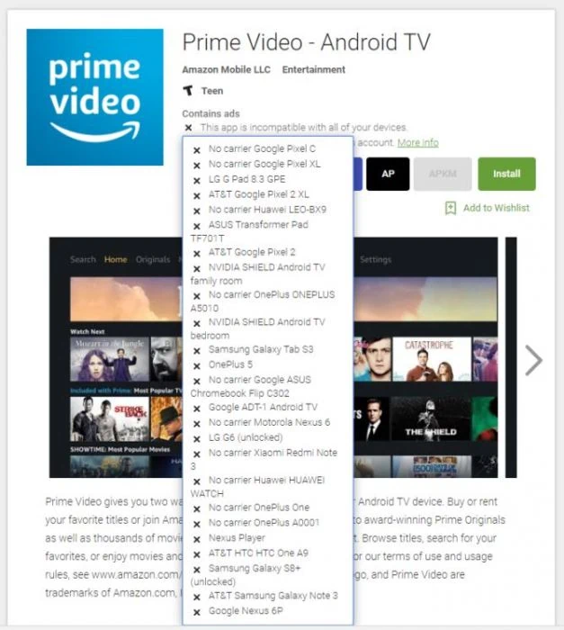 Amazon Prime video disponibile su Android TV