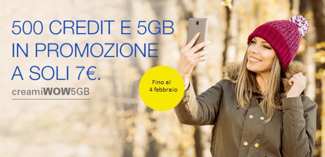Creami Wow 5GB con 500 crediti e 5GB a 7 euro prorogata fino al 4 febbraio